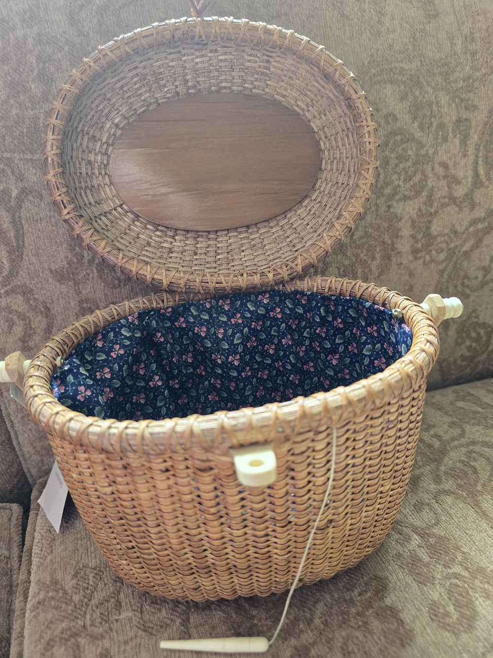 Stephen Barlow Nantucket Basket Purse Medium Brown Oval Lid